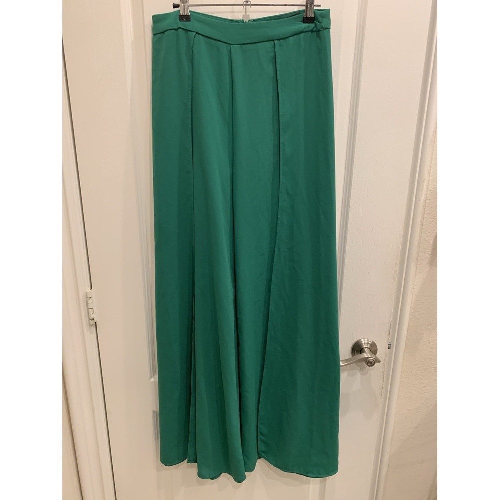 Women's Wide Legs Pants Green High Waist Size Casual Sz M Trousers